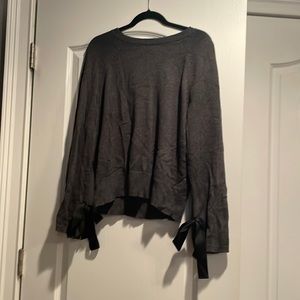 J Crew M dark grey sweater with sleeve ties. Pretty!!!!